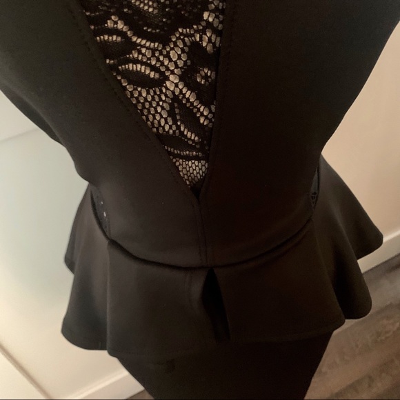 JUST FAB SMALL BLACK PEPLUM DRESS NEW w/tags. Back cutout and mesh details - Picture 5 of 16